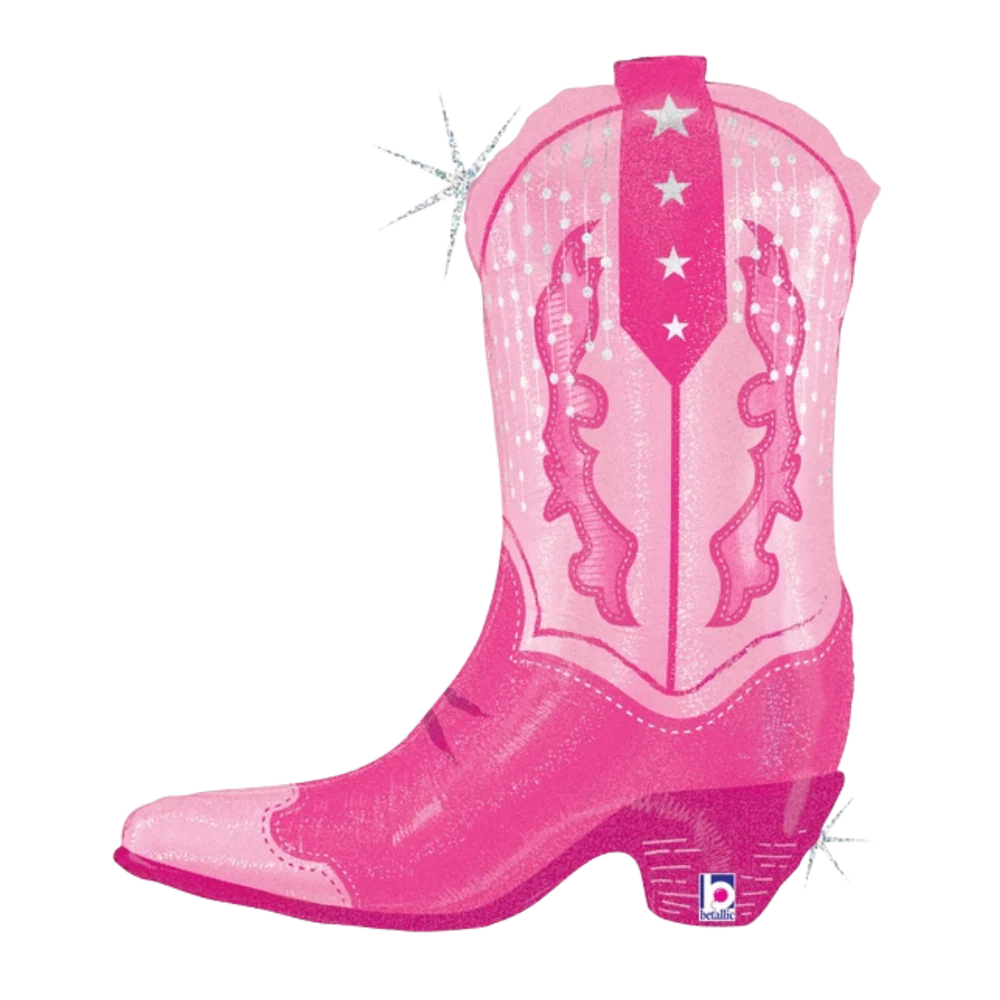 Betallic 29" Pink Cowgirl Boot Holographic Foil Balloon